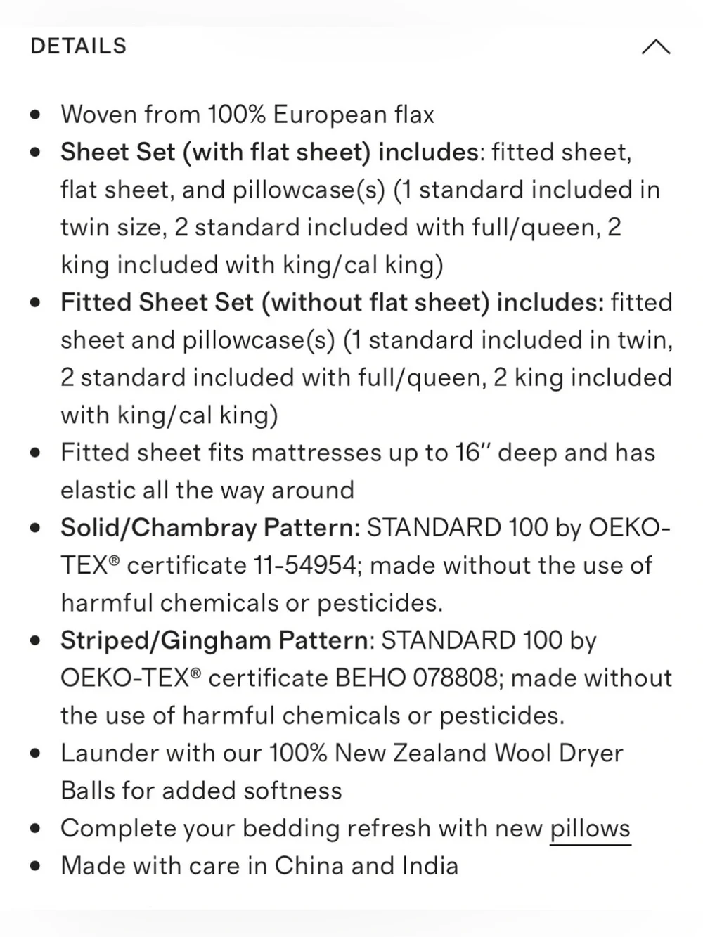 Quince European Linen 4 Piece Sheet Set, King (Latte)